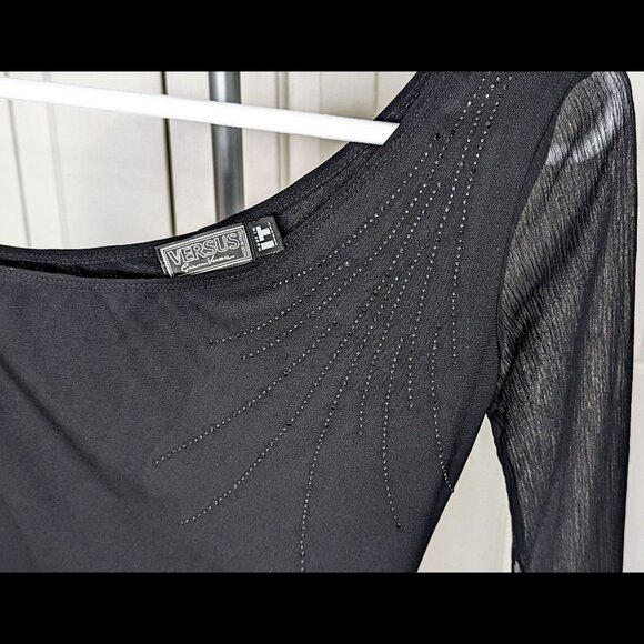 Elegant VERSUS by GIANNI VERSACE Sz S Black One Shoulder Cocktail Mini Dress - Picture 6 of 9